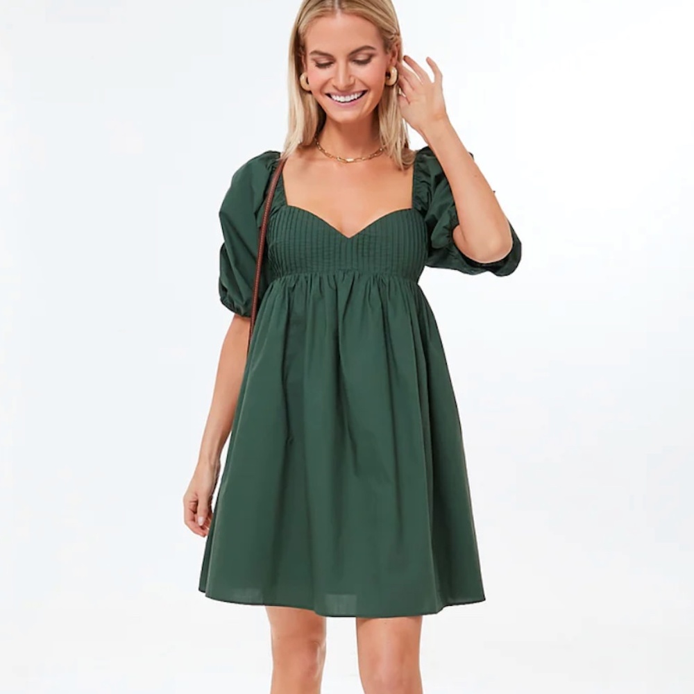 Emerald Puff Sleeve Sasha Mini Dress